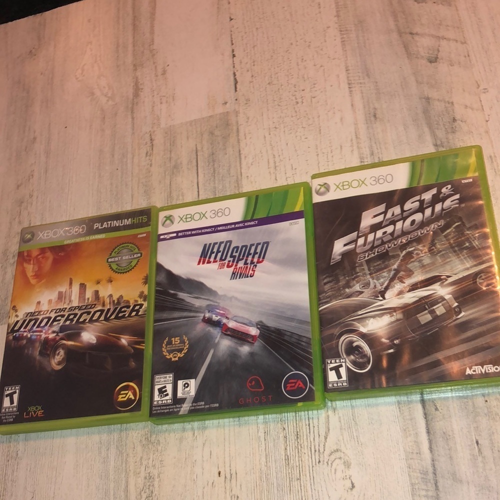 XBOX360 racing video games need for speed X2, fast & furious showdown, X…​​